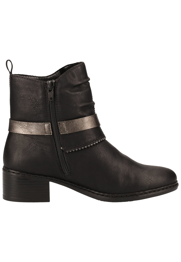 Rieker Stiefelette Lederimitat Schwarz/Silber Warmfutter - surf4shoes