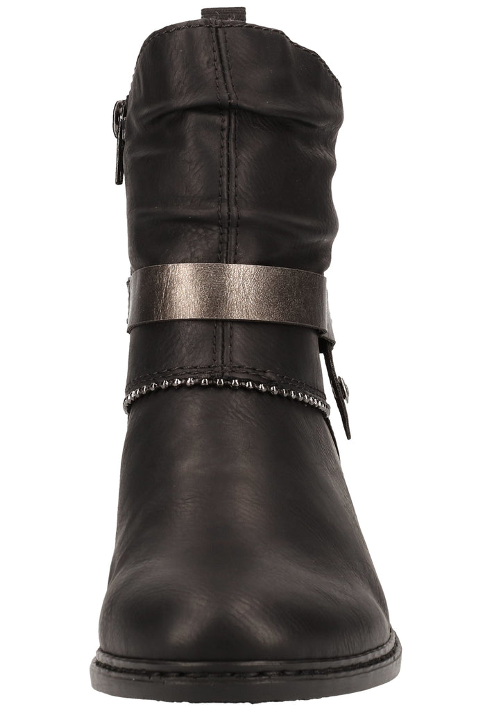 Rieker Stiefelette Lederimitat Schwarz/Silber Warmfutter - surf4shoes
