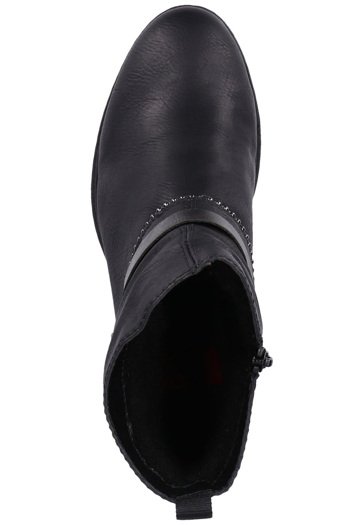 Rieker Stiefelette Lederimitat Schwarz/Silber Warmfutter - surf4shoes