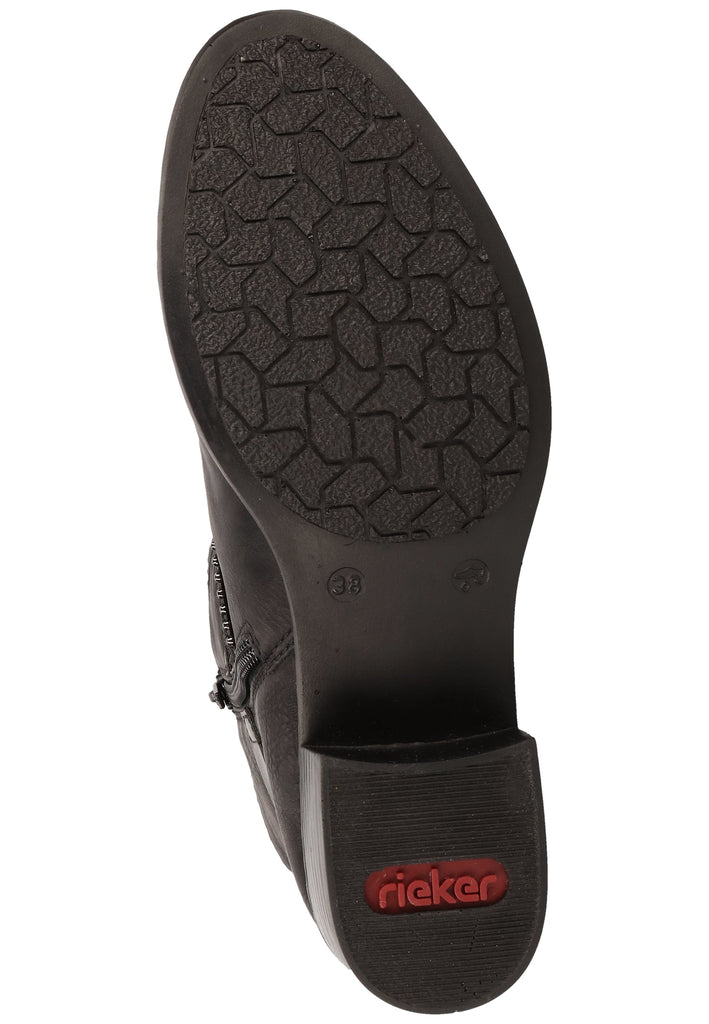Rieker Stiefelette Lederimitat Schwarz/Silber Warmfutter - surf4shoes