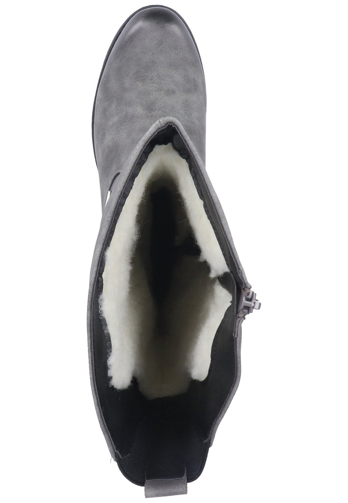 Rieker Stiefel Lederimitat Grau Warmfutter - surf4shoes