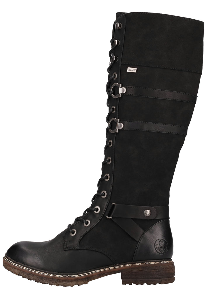 Rieker Stiefel Lederimitat Schwarz Warmfutter - surf4shoes