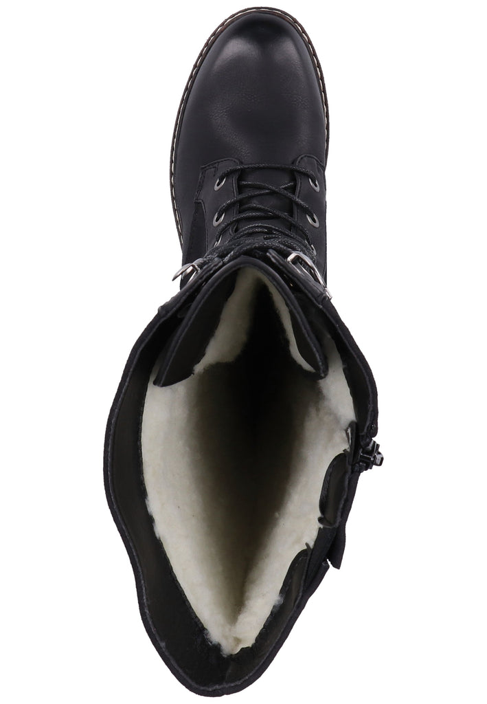 Rieker Stiefel Lederimitat Schwarz Warmfutter - surf4shoes