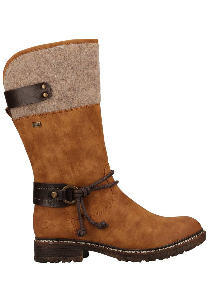 Rieker Stiefel Lederimitat Braun Warmfutter - surf4shoes