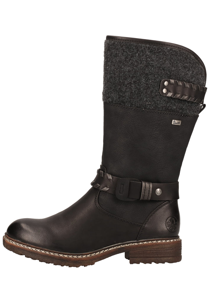 Rieker Stiefel Lederimitat Schwarz Warmfutter - surf4shoes