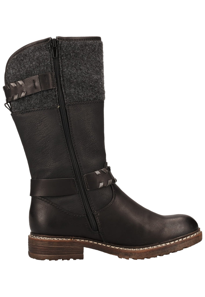 Rieker Stiefel Lederimitat Schwarz Warmfutter - surf4shoes