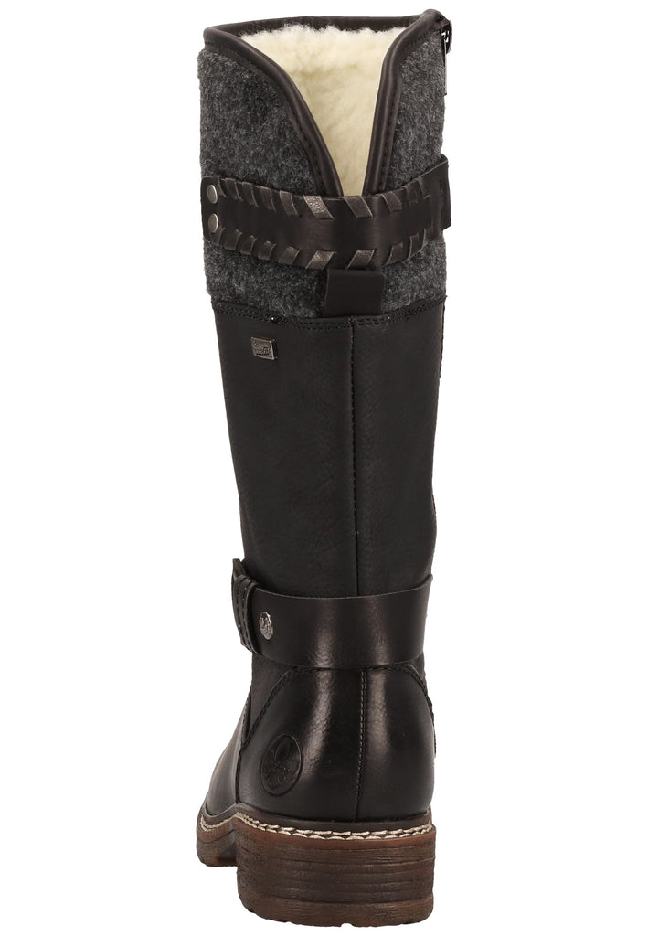 Rieker Stiefel Lederimitat Schwarz Warmfutter - surf4shoes