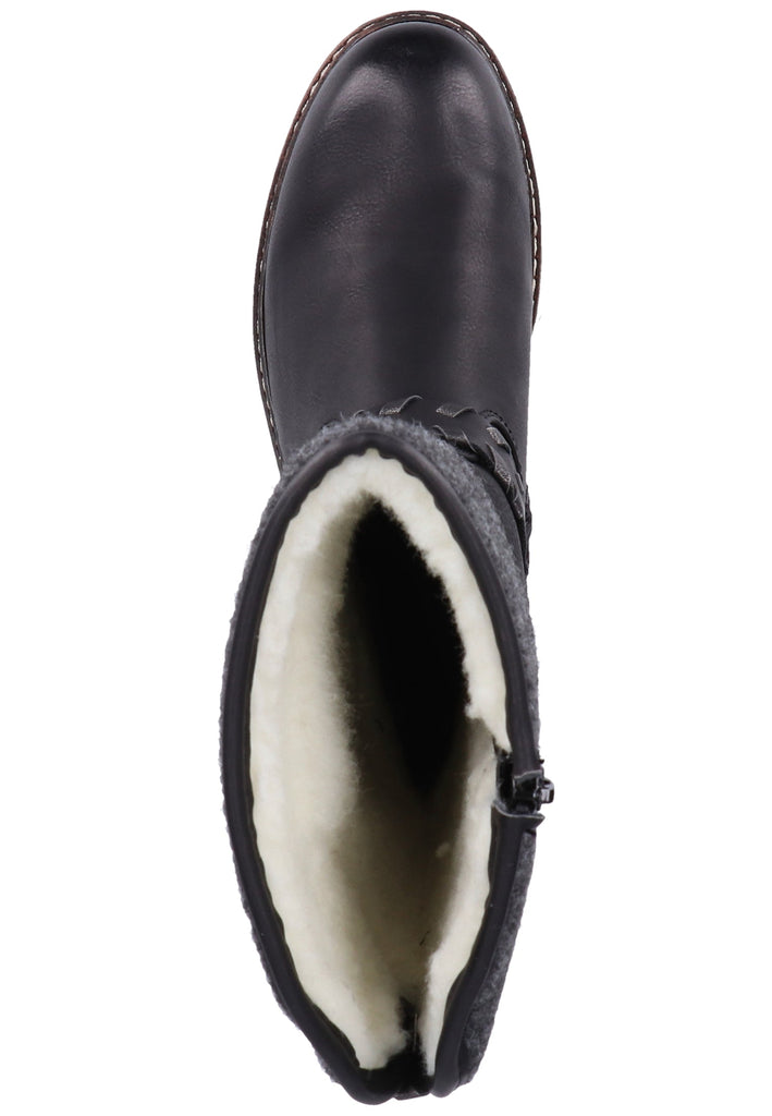 Rieker Stiefel Lederimitat Schwarz Warmfutter - surf4shoes
