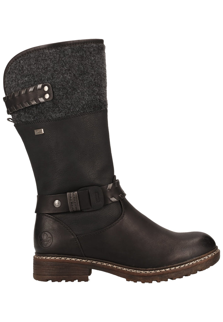 Rieker Stiefel Lederimitat Schwarz Warmfutter - surf4shoes