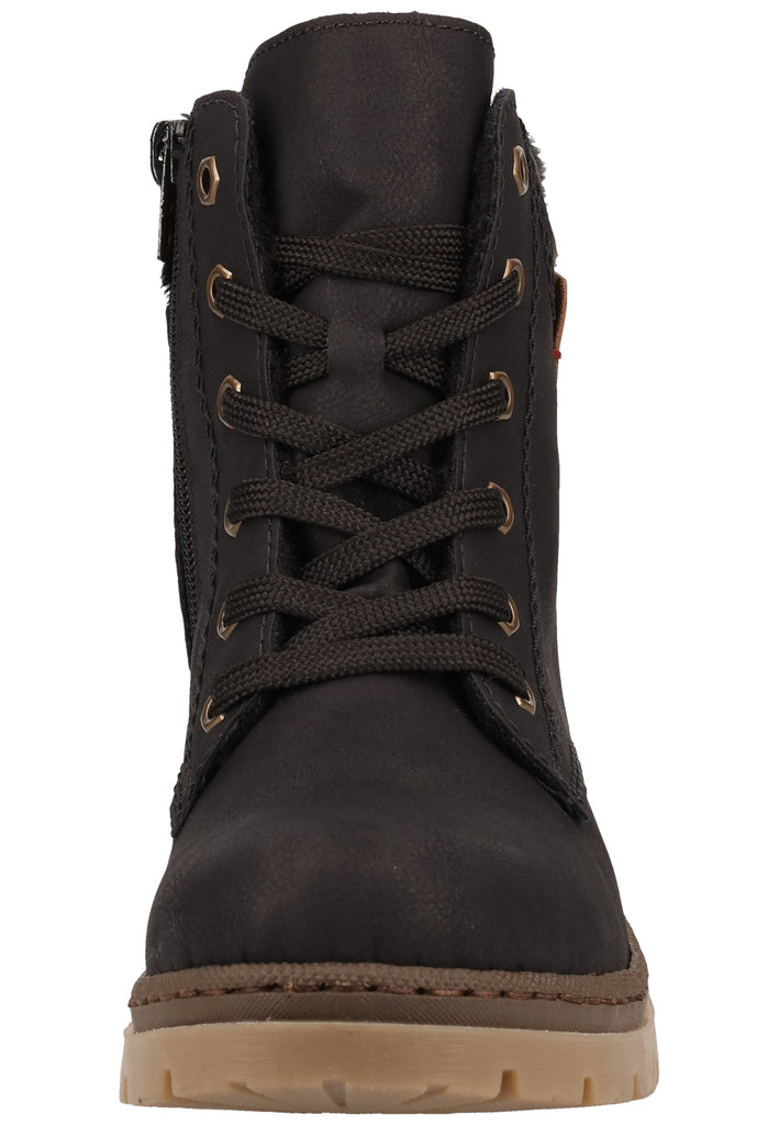Rieker Stiefelette Lederimitat Schwarz/Braun Warmfutter - surf4shoes