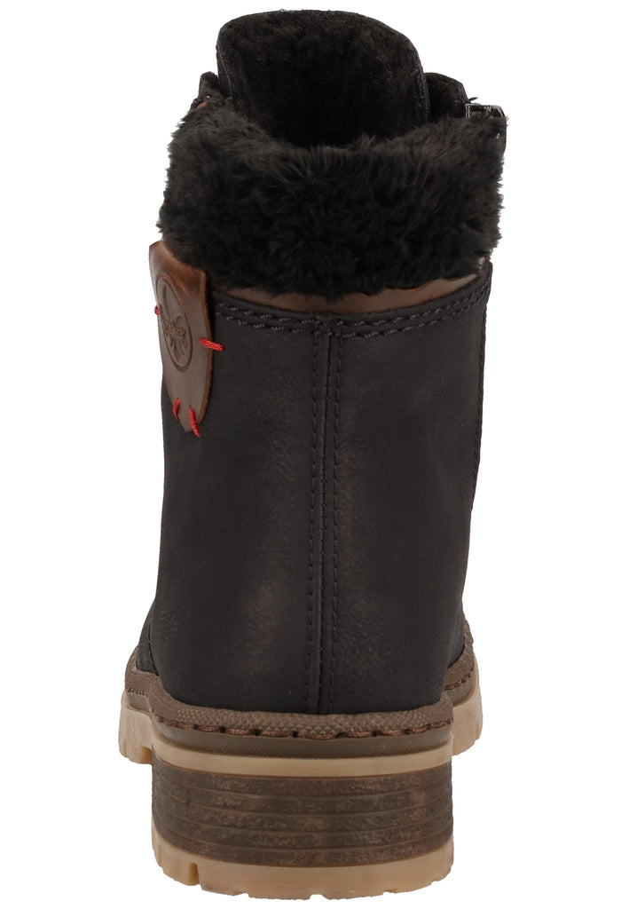 Rieker Stiefelette Lederimitat Schwarz/Braun Warmfutter - surf4shoes