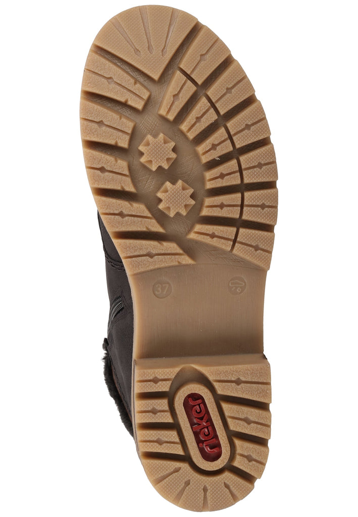 Rieker Stiefelette Lederimitat Schwarz/Braun Warmfutter - surf4shoes