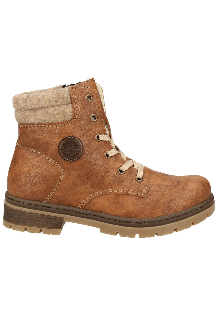 Rieker Stiefelette Lederimitat Braun Warmfutter - surf4shoes