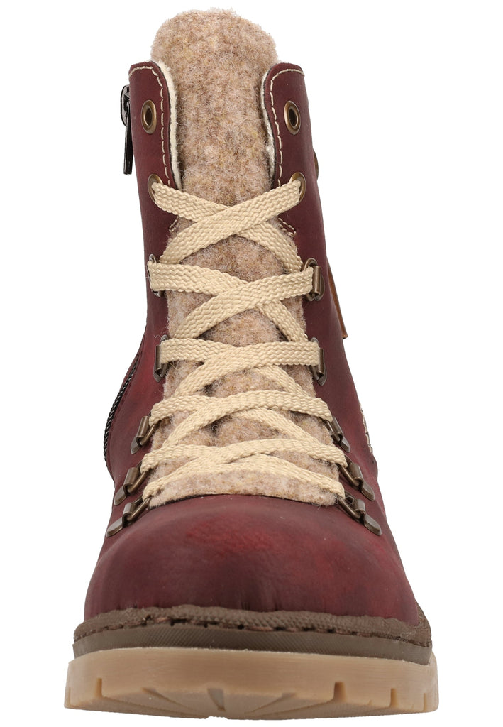 Rieker Stiefelette Lederimitat Bordeaux Warmfutter - surf4shoes
