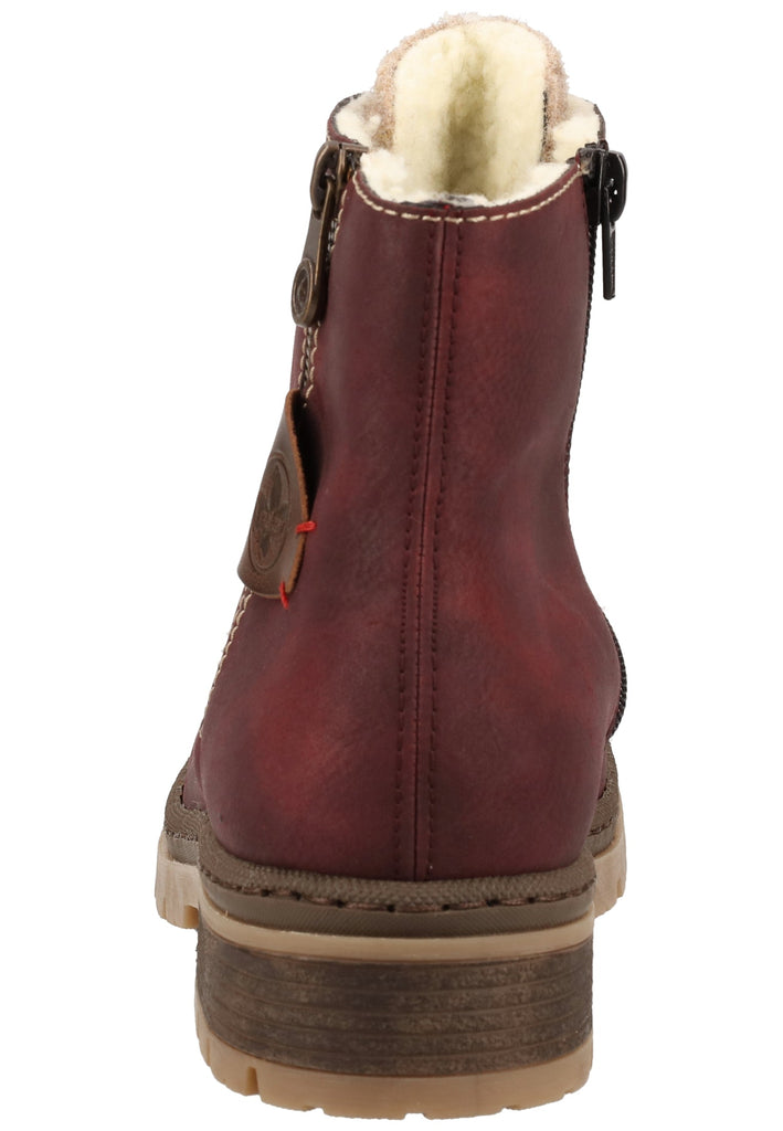 Rieker Stiefelette Lederimitat Bordeaux Warmfutter - surf4shoes