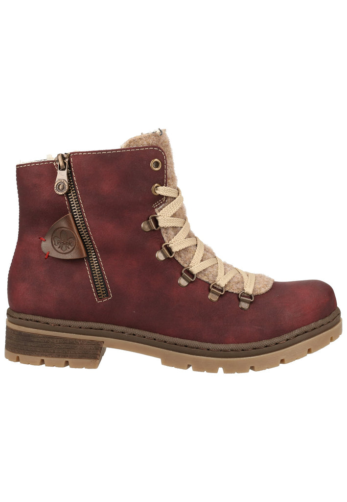 Rieker Stiefelette Lederimitat Bordeaux Warmfutter - surf4shoes