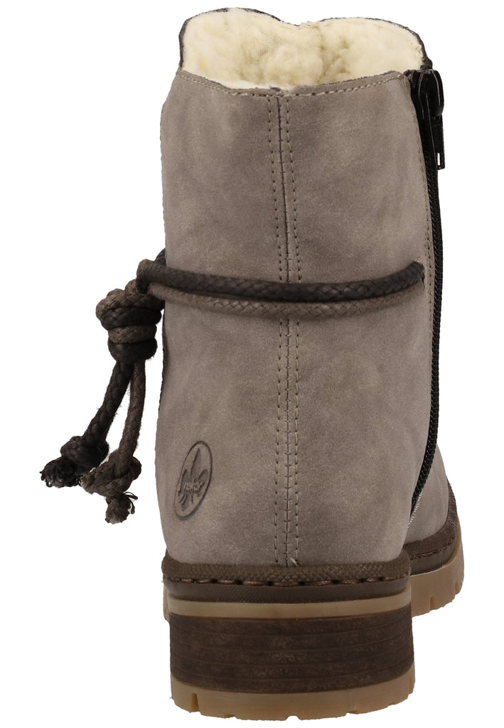 Rieker Stiefelette Lederimitat Grau Warmfutter - surf4shoes