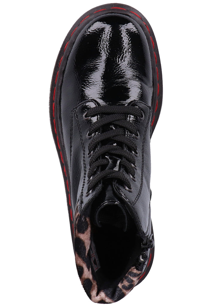 Rieker Stiefelette Lederimitat Schwarz/Beige - surf4shoes