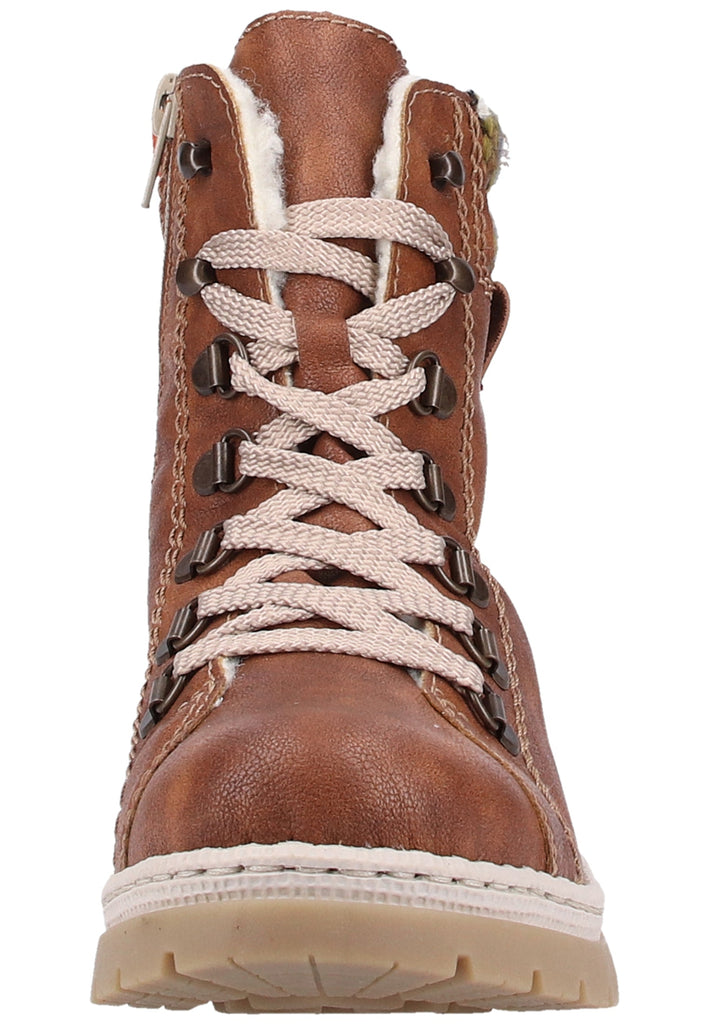 Rieker Stiefelette Lederimitat Nussbraun Warmfutter - surf4shoes