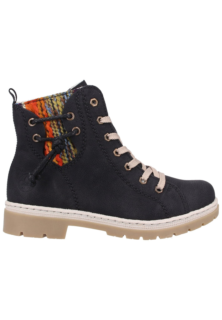 Rieker Stiefelette Lederimitat/Textil Schwarz Warmfutter - surf4shoes