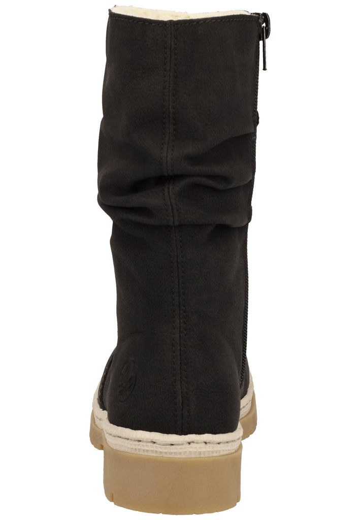 Rieker Stiefel Lederimitat Schwarz Warmfutter - surf4shoes