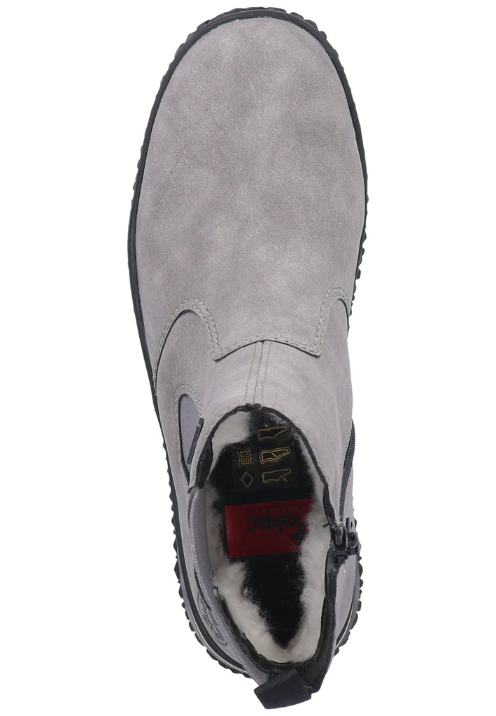 Rieker Stiefelette Lederimitat Grau Warmfutter - surf4shoes