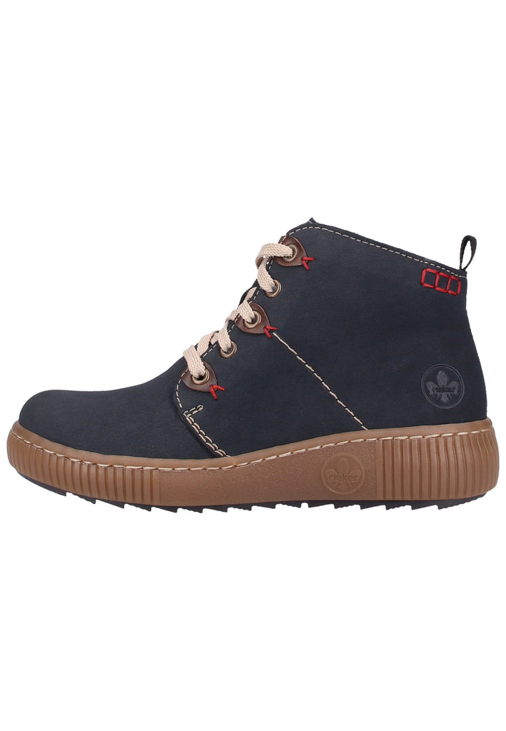 Rieker Stiefelette Lederimitat Blau/Braun Warmfutter - surf4shoes
