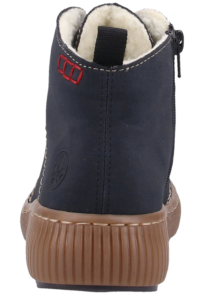 Rieker Stiefelette Lederimitat Blau/Braun Warmfutter - surf4shoes