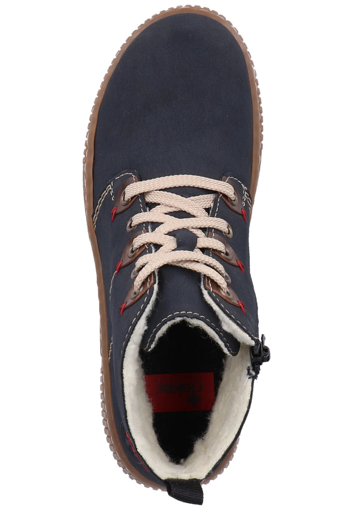 Rieker Stiefelette Lederimitat Blau/Braun Warmfutter - surf4shoes