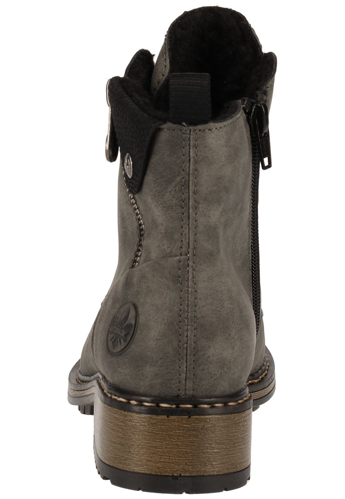 Rieker Stiefelette Lederimitat Grau/Schwarz Warmfutter - surf4shoes