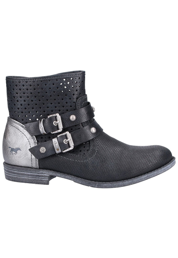 Mustang Stiefelette Lederimitat/Textil Schwarz - surf4shoes