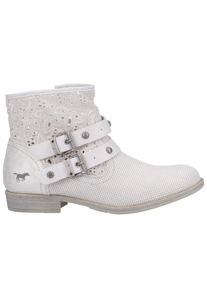 Mustang Stiefelette Lederimitat/Textil Weiß - surf4shoes