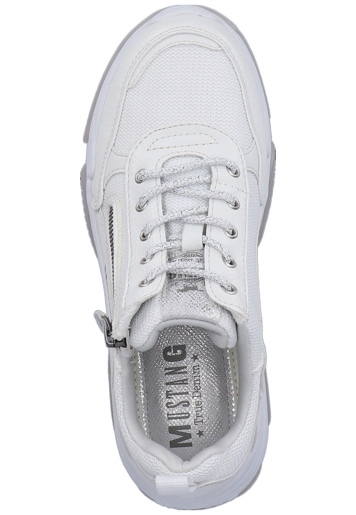 Mustang Sneaker Lederimitat/Textil Weiß - surf4shoes