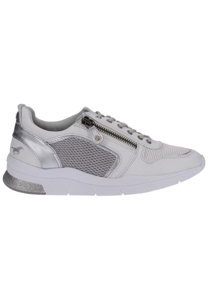 Mustang Sneaker Lederimitat/Textil Weiß/Silber - surf4shoes