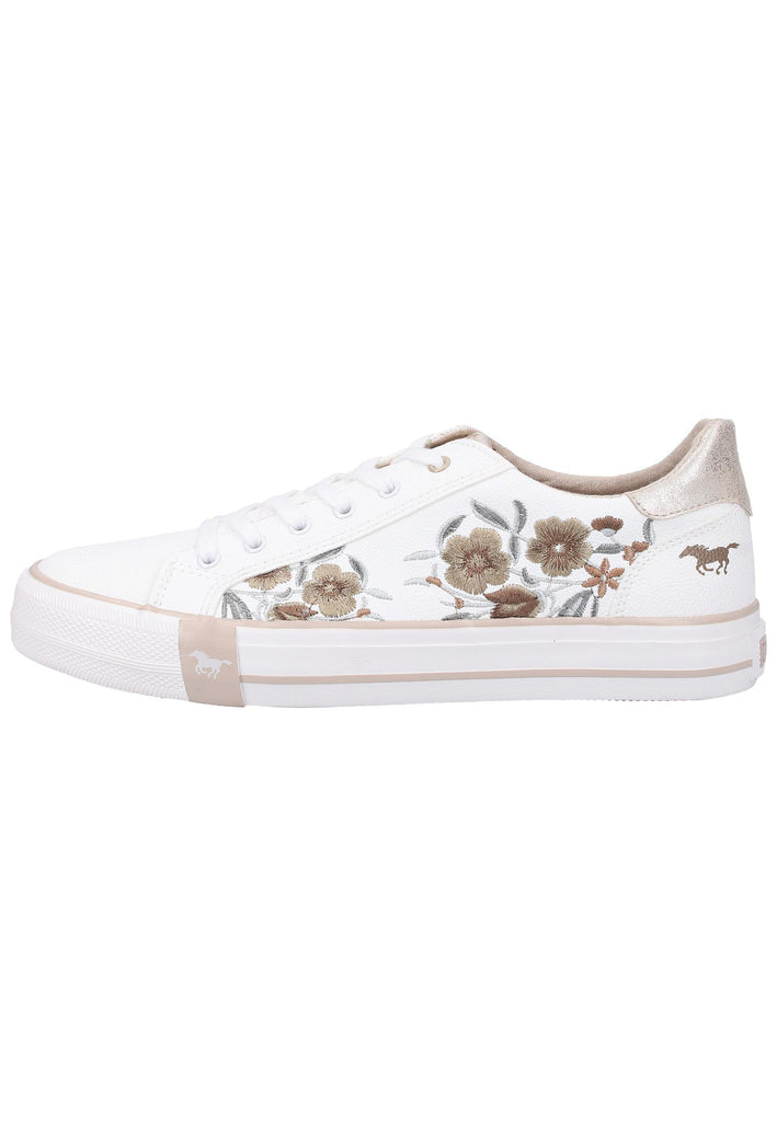 Mustang Sneaker Lederimitat Weiß/Beige - surf4shoes