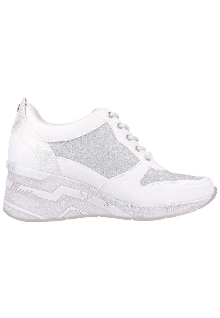 Mustang Sneaker Lederimitat/Textil Weiß/Silber - surf4shoes