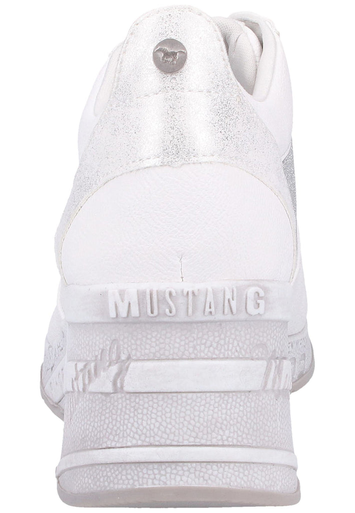 Mustang Sneaker Lederimitat/Textil Weiß/Silber - surf4shoes