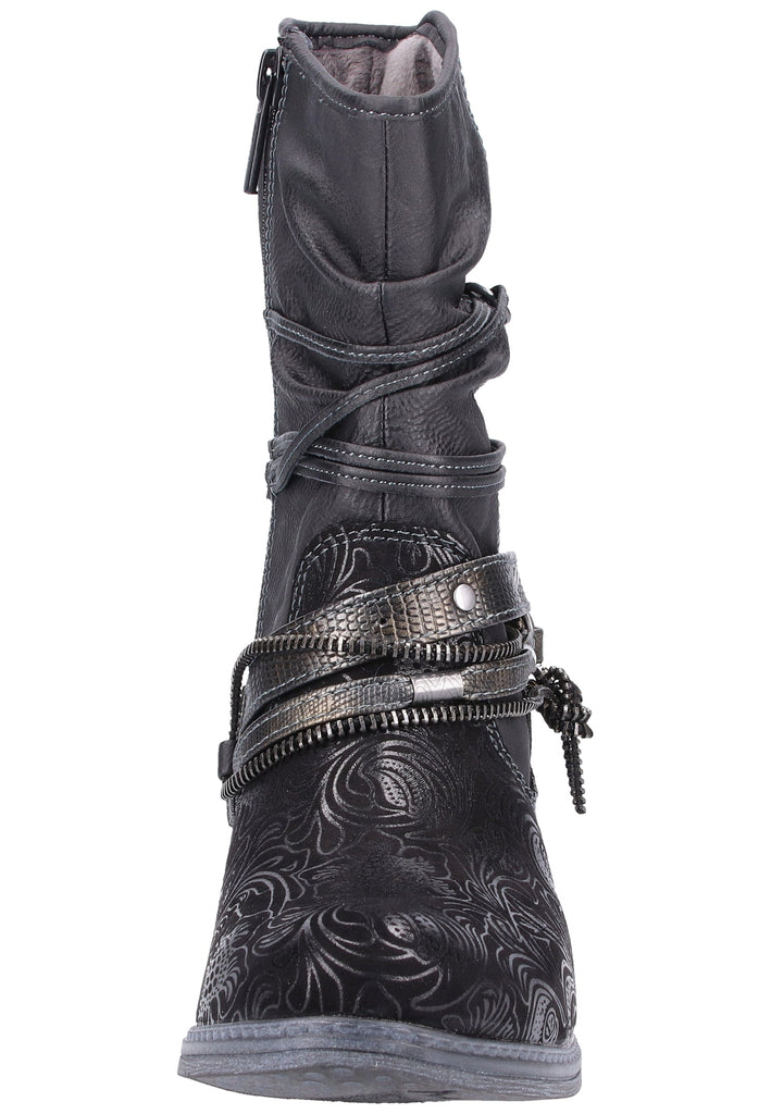 Mustang Stiefelette Lederimitat Schwarz - surf4shoes