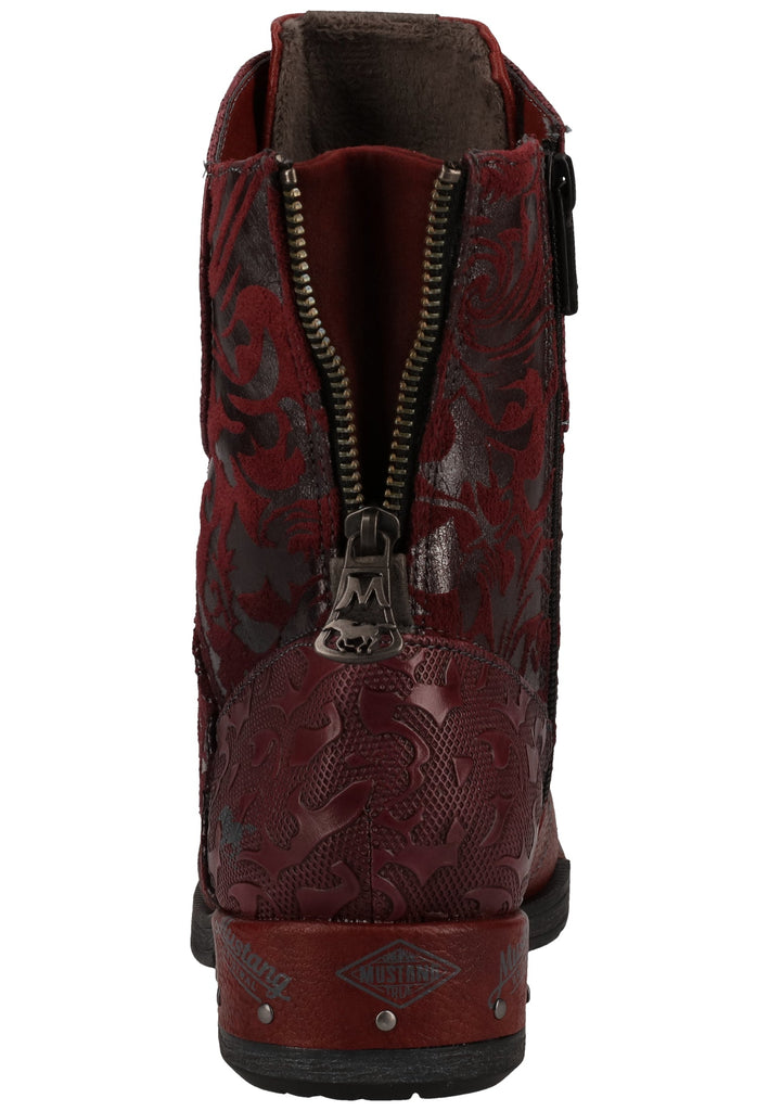 Mustang Stiefelette Lederimitat Rot - surf4shoes