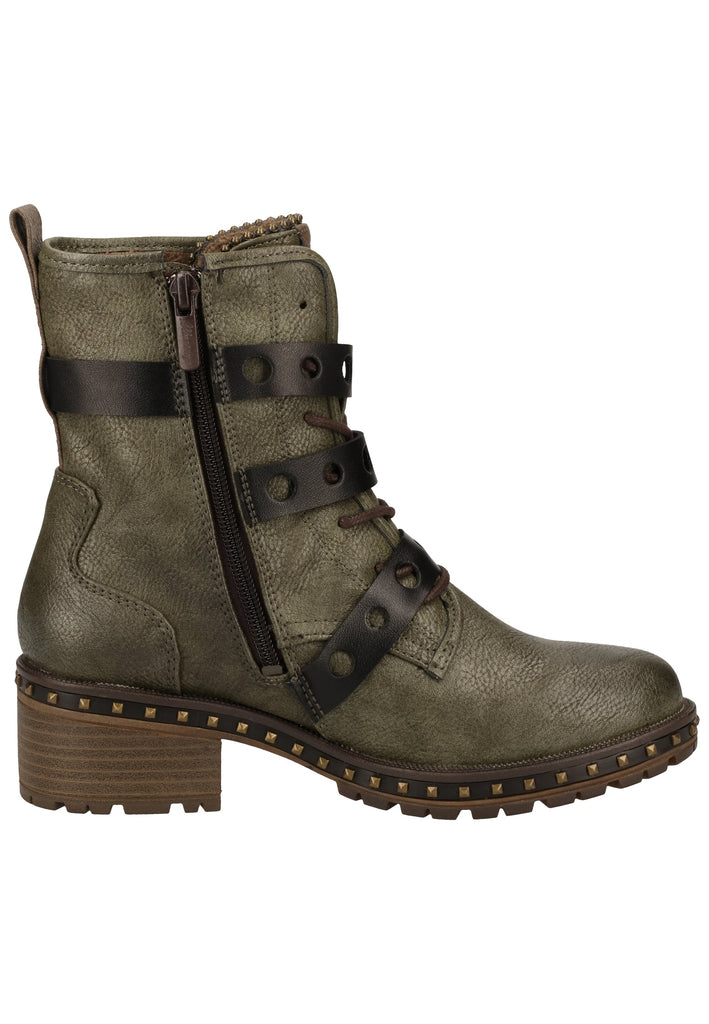 Mustang Stiefelette Lederimitat Oliv Warmfutter - surf4shoes