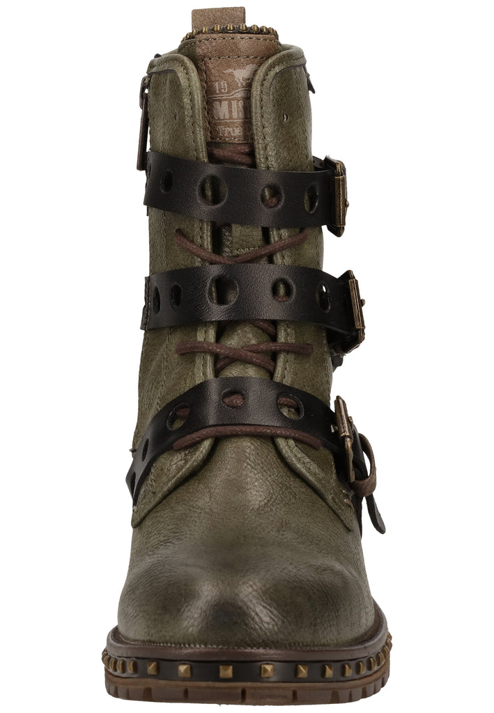 Mustang Stiefelette Lederimitat Oliv Warmfutter - surf4shoes