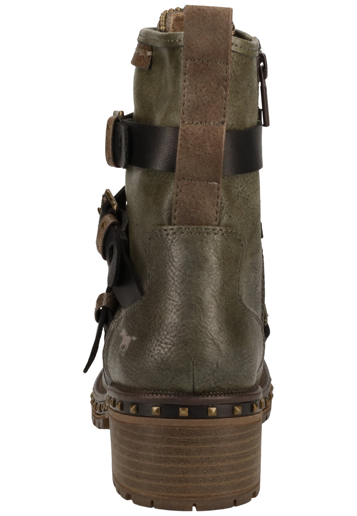 Mustang Stiefelette Lederimitat Oliv Warmfutter - surf4shoes