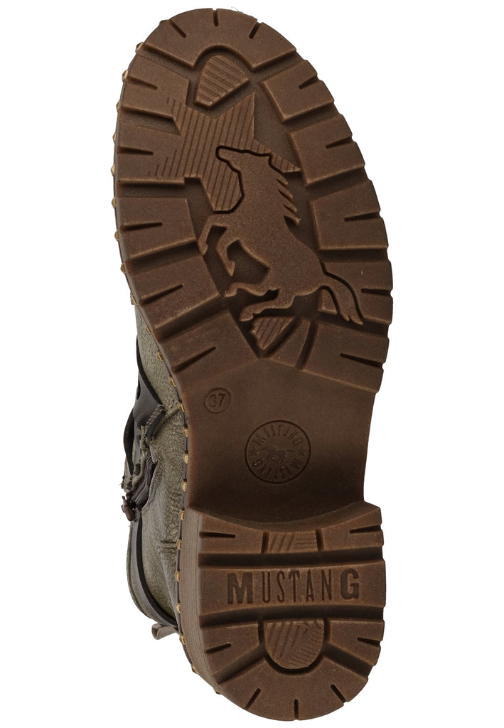 Mustang Stiefelette Lederimitat Oliv Warmfutter - surf4shoes