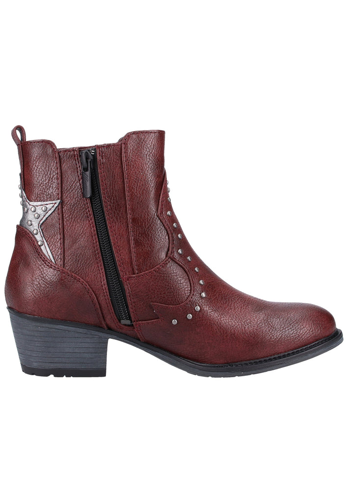 Mustang Stiefelette Lederimitat Bordeaux Warmfutter - surf4shoes