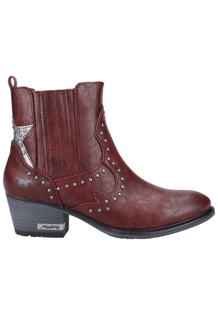 Mustang Stiefelette Lederimitat Bordeaux Warmfutter - surf4shoes