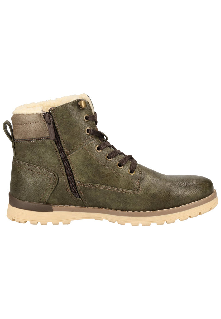 Mustang Stiefelette Lederimitat Olive Warmfutter - surf4shoes