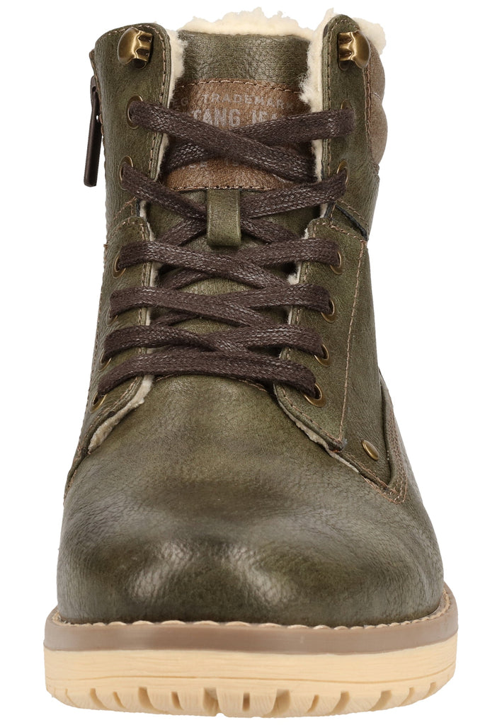 Mustang Stiefelette Lederimitat Olive Warmfutter - surf4shoes