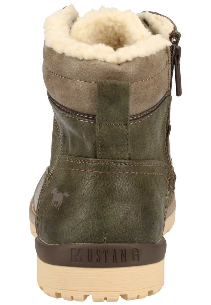 Mustang Stiefelette Lederimitat Olive Warmfutter - surf4shoes