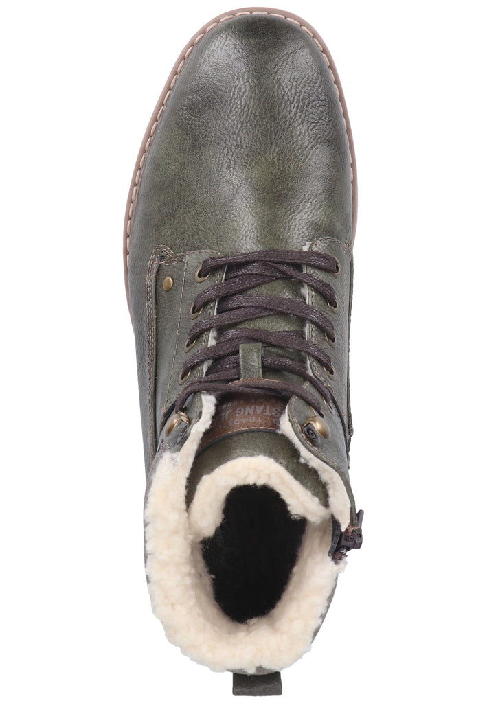 Mustang Stiefelette Lederimitat Olive Warmfutter - surf4shoes