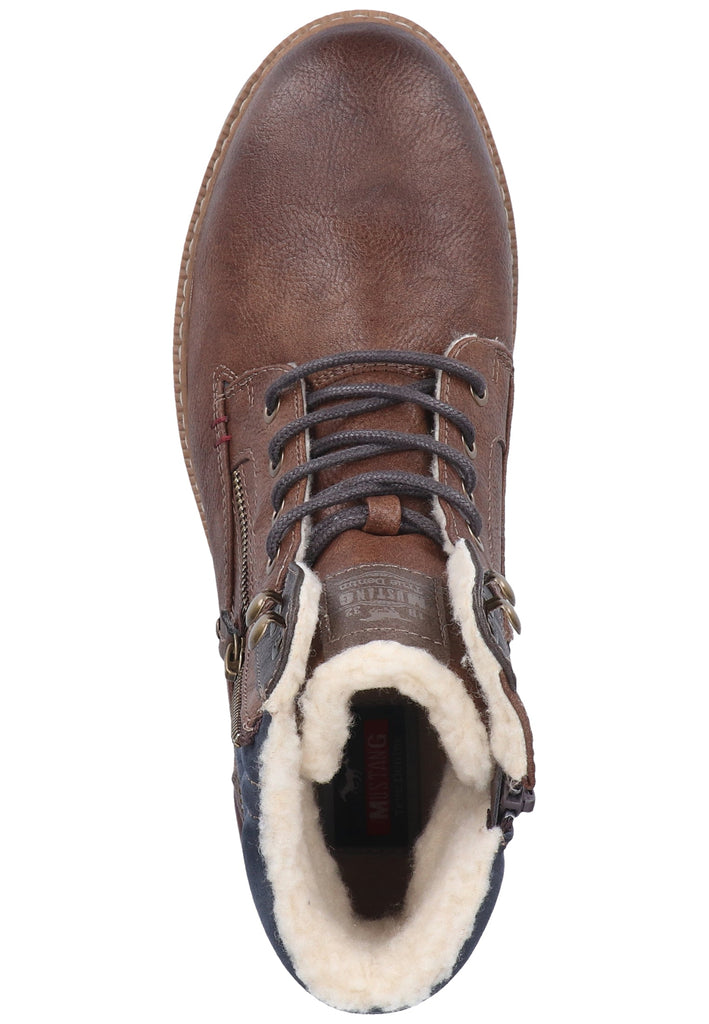 Mustang Stiefelette Lederimitat Mittelbraun Warmfutter - surf4shoes